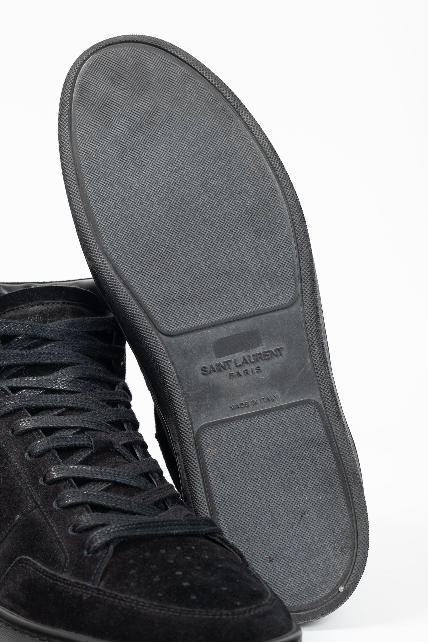 Saint Laurent SL/10H High Black Suede Court Classic High-Top Sneakers
