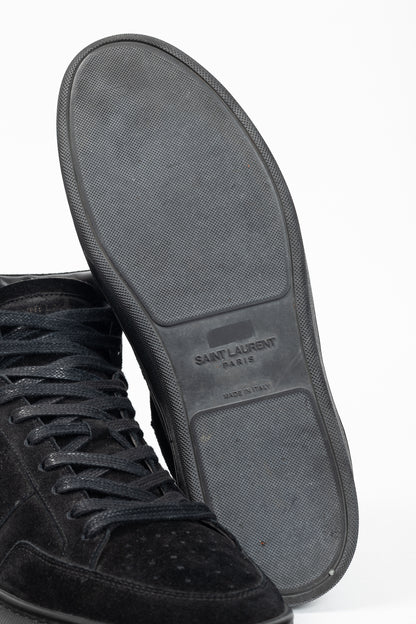 Saint Laurent SL/10H High Black Suede Court Classic High-Top Sneakers