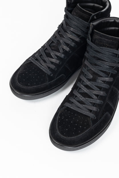 Saint Laurent SL/10H High Black Suede Court Classic High-Top Sneakers