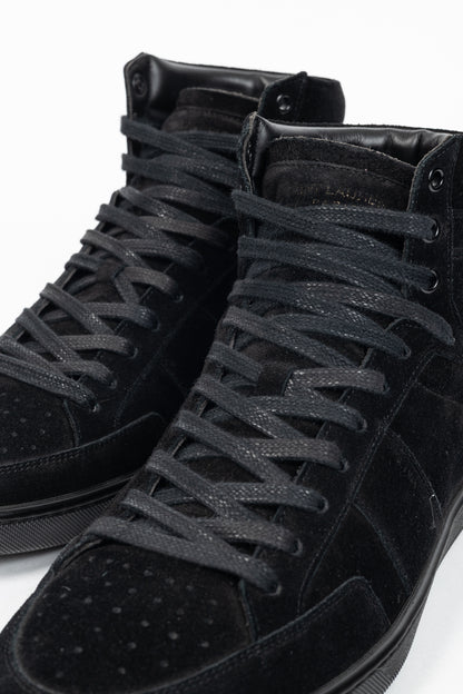 Saint Laurent SL/10H High Black Suede Court Classic High-Top Sneakers