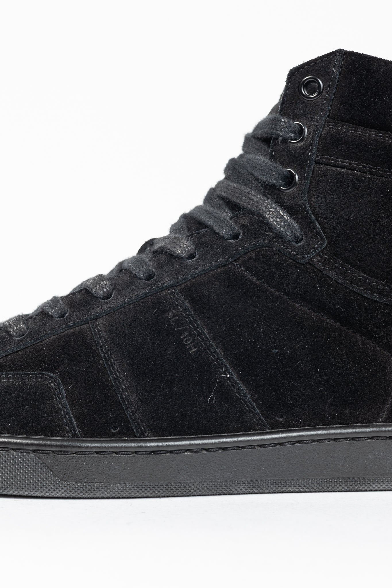Saint Laurent SL/10H High Black Suede Court Classic High-Top Sneakers