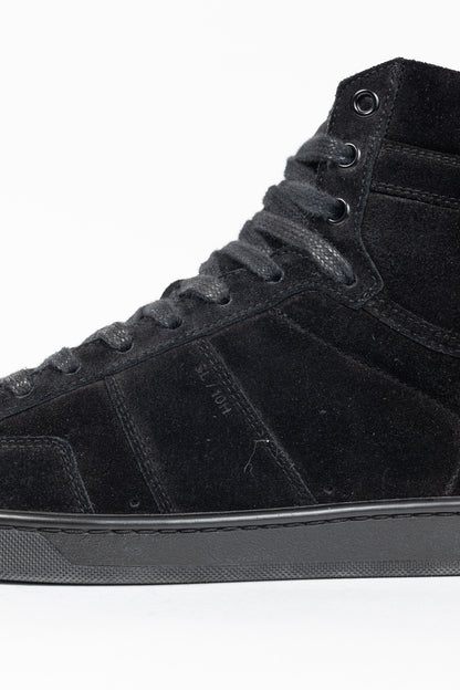 Saint Laurent SL/10H High Black Suede Court Classic High-Top Sneakers