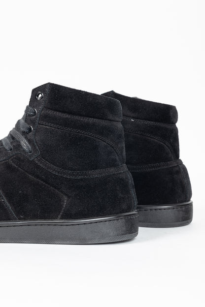 Saint Laurent SL/10H High Black Suede Court Classic High-Top Sneakers