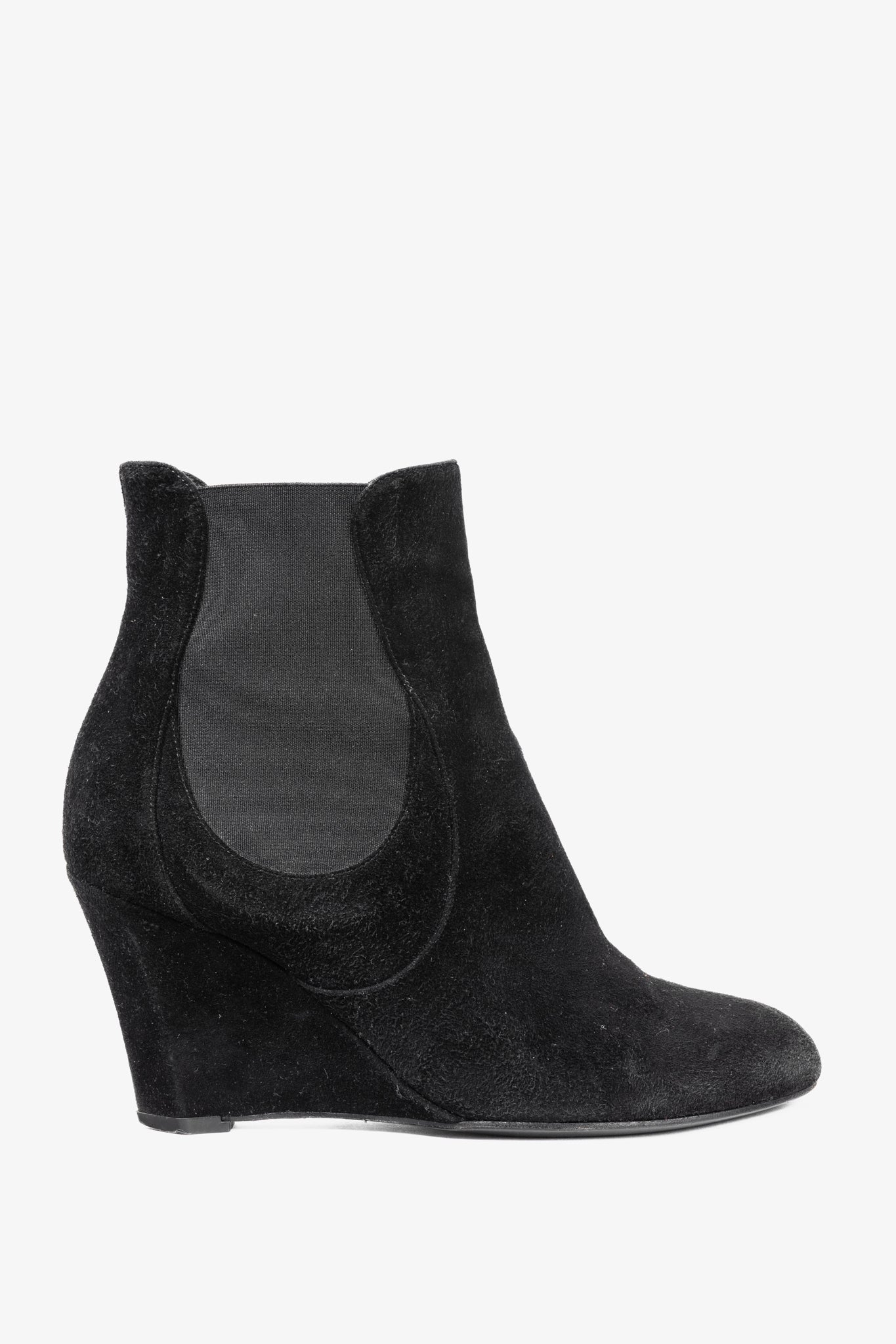 Yves Saint Laurent Nero Suede Chelsea Wedge Booties
