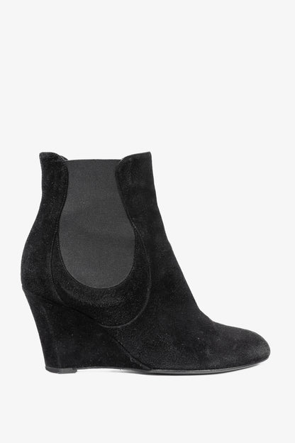 Yves Saint Laurent Nero Suede Chelsea Wedge Booties