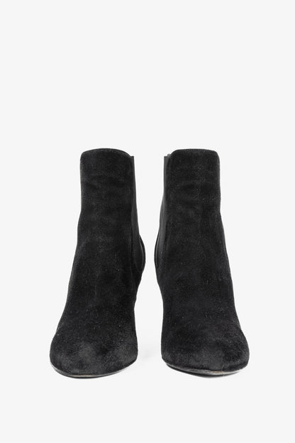 Yves Saint Laurent Nero Suede Chelsea Wedge Booties