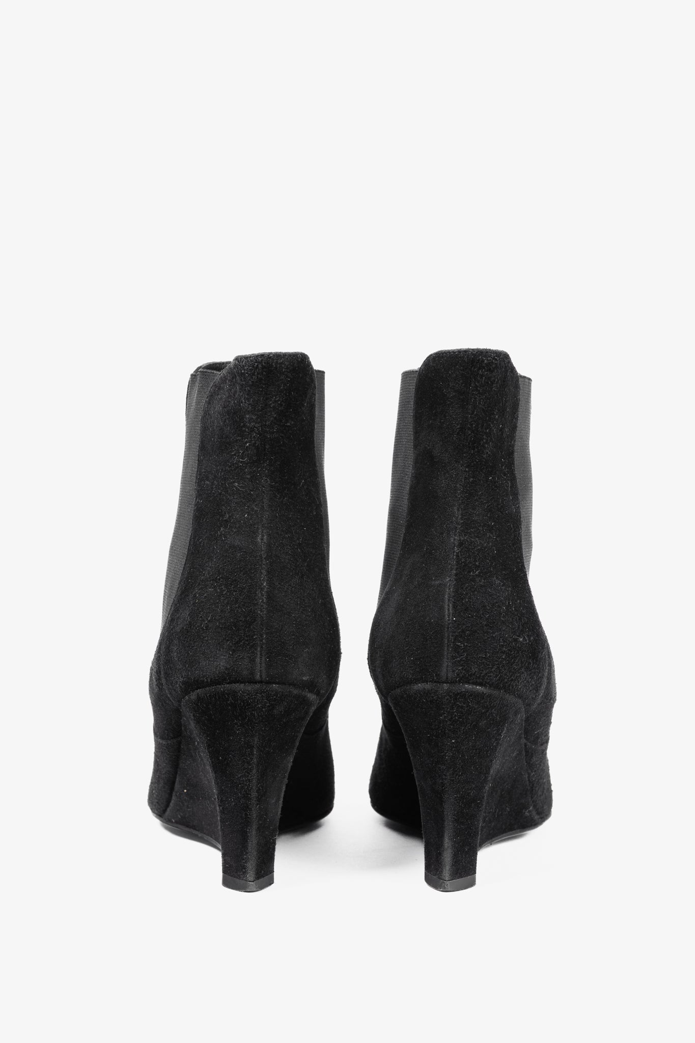 Yves Saint Laurent Nero Suede Chelsea Wedge Booties