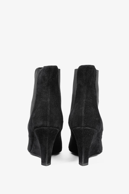 Yves Saint Laurent Nero Suede Chelsea Wedge Booties