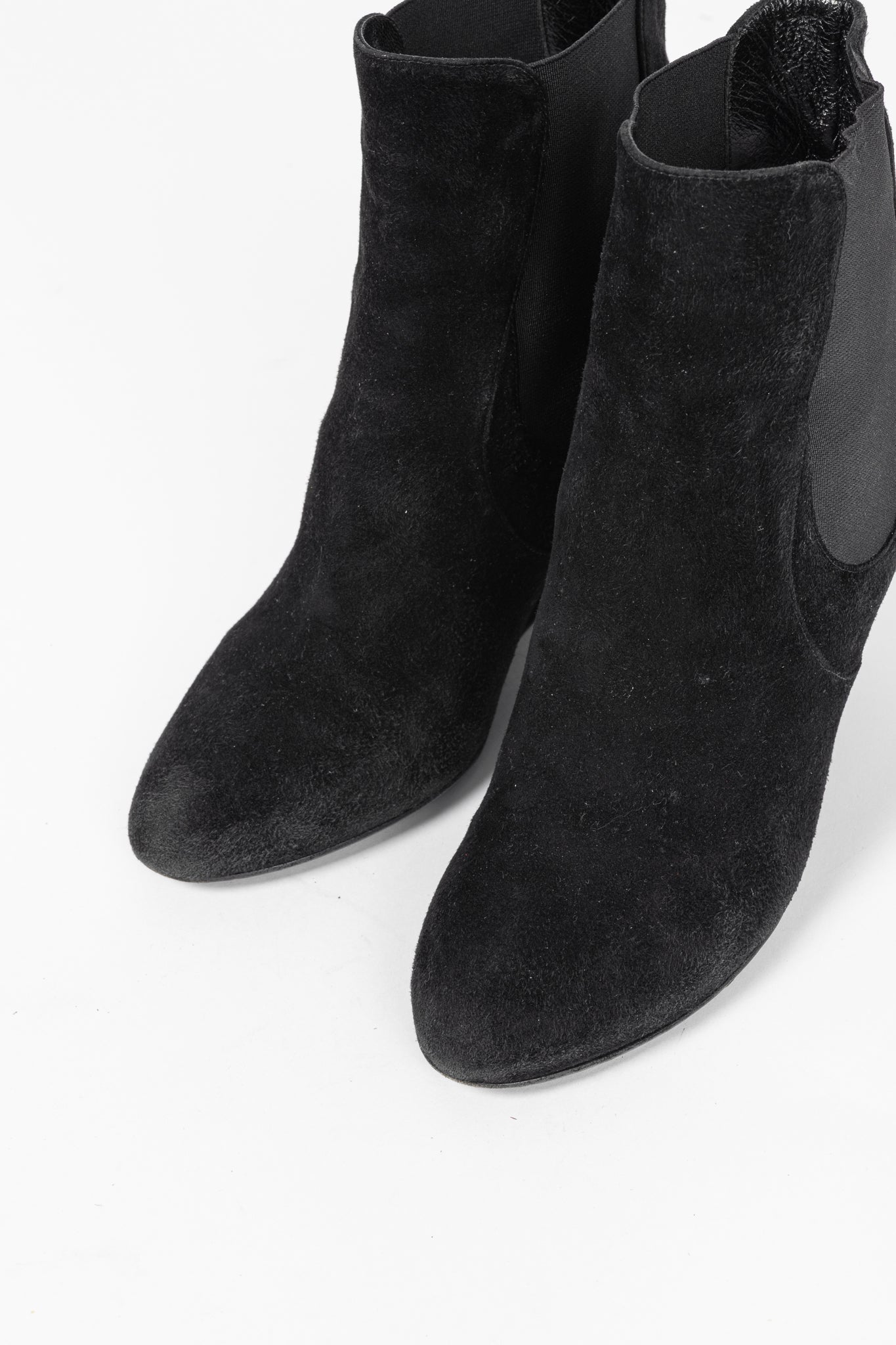 Yves Saint Laurent Nero Suede Chelsea Wedge Booties