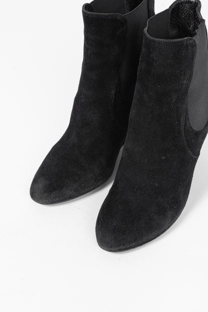 Yves Saint Laurent Nero Suede Chelsea Wedge Booties