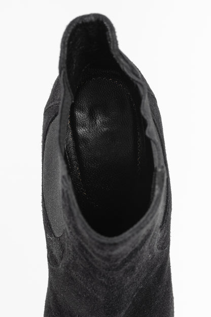 Yves Saint Laurent Nero Suede Chelsea Wedge Booties
