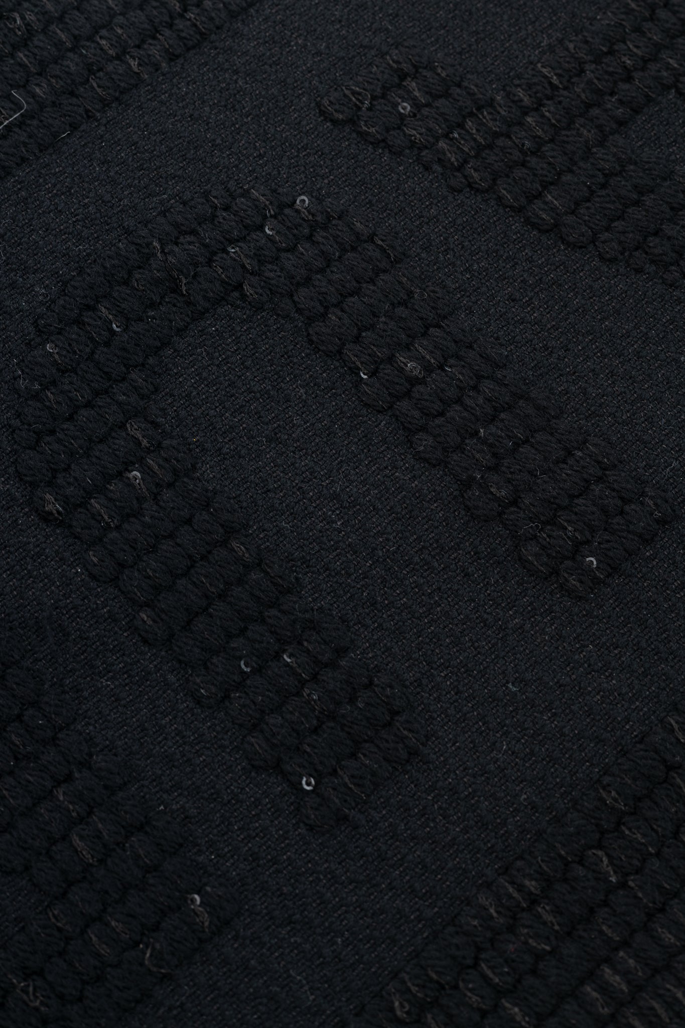 Saint Laurent Black Wool Sequined Logo-Jacquard Fringe Scarf