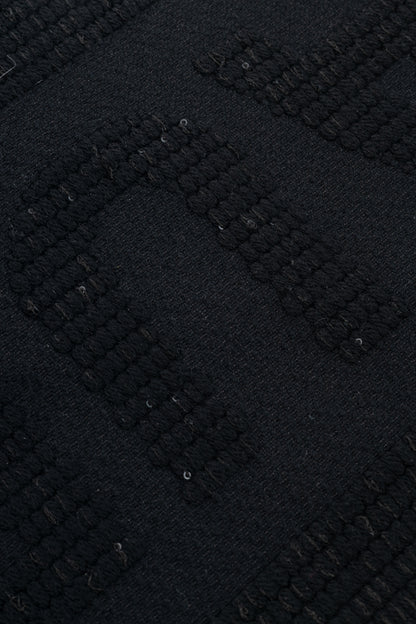 Saint Laurent Black Wool Sequined Logo-Jacquard Fringe Scarf
