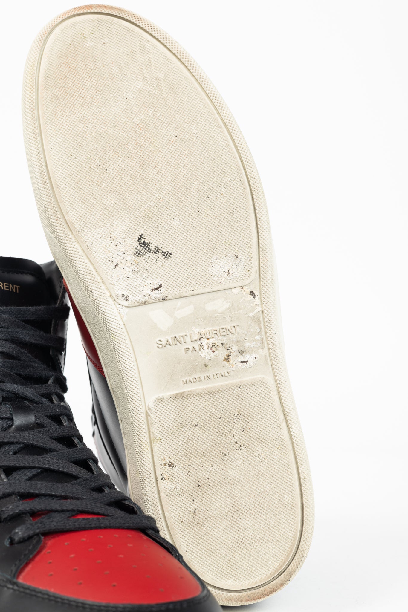 Saint Laurent SL/10H High 'Black Red' Court Classic High-Top Sneakers