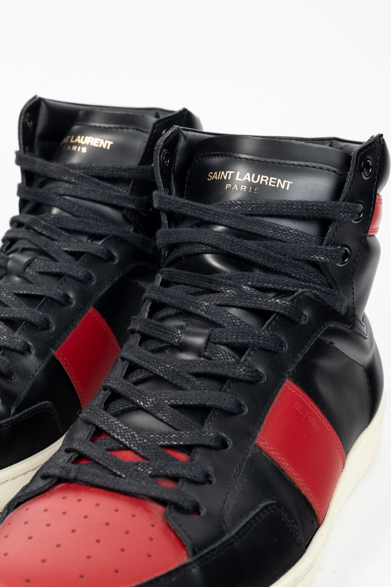 Saint Laurent SL/10H High 'Black Red' Court Classic High-Top Sneakers