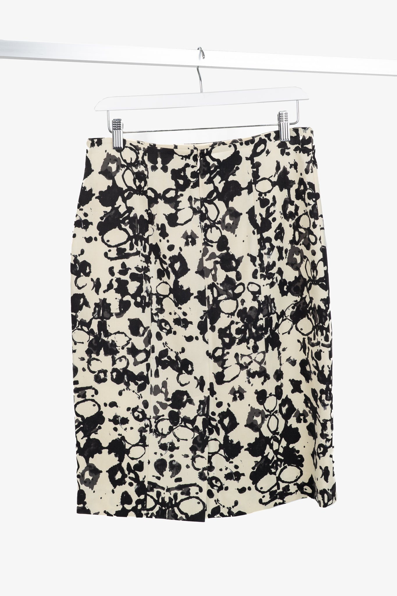 Yves Saint Laurent PF/08 Cream & Black Abstract Wool Pencil Skirt