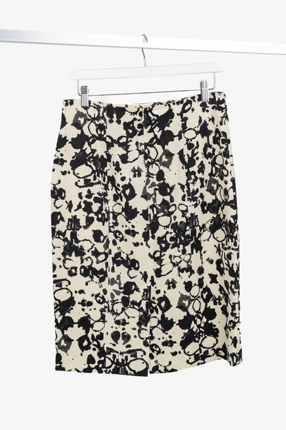 Yves Saint Laurent PF/08 Cream & Black Abstract Wool Pencil Skirt