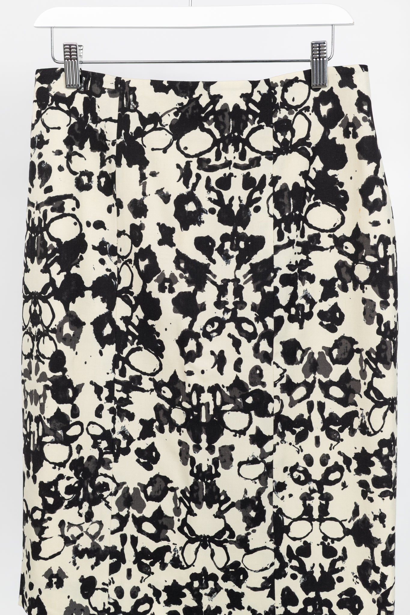 Yves Saint Laurent PF/08 Cream & Black Abstract Wool Pencil Skirt