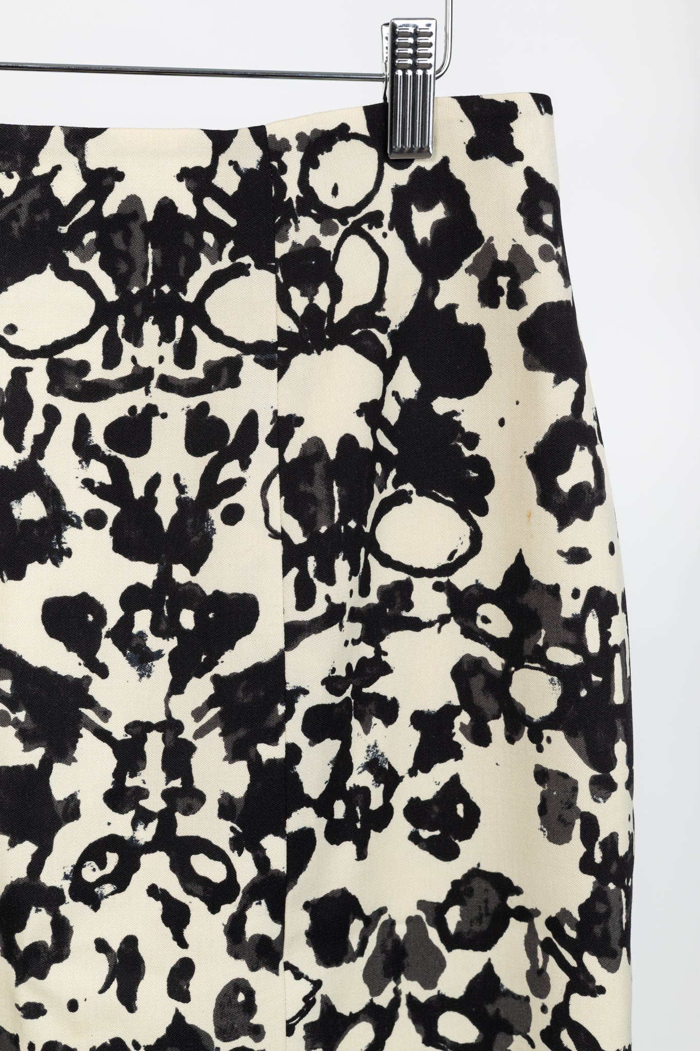 Yves Saint Laurent PF/08 Cream & Black Abstract Wool Pencil Skirt
