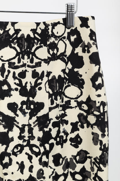Yves Saint Laurent PF/08 Cream & Black Abstract Wool Pencil Skirt
