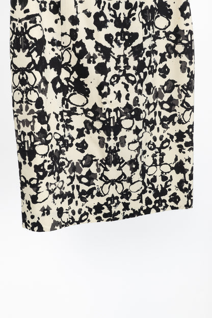 Yves Saint Laurent PF/08 Cream & Black Abstract Wool Pencil Skirt