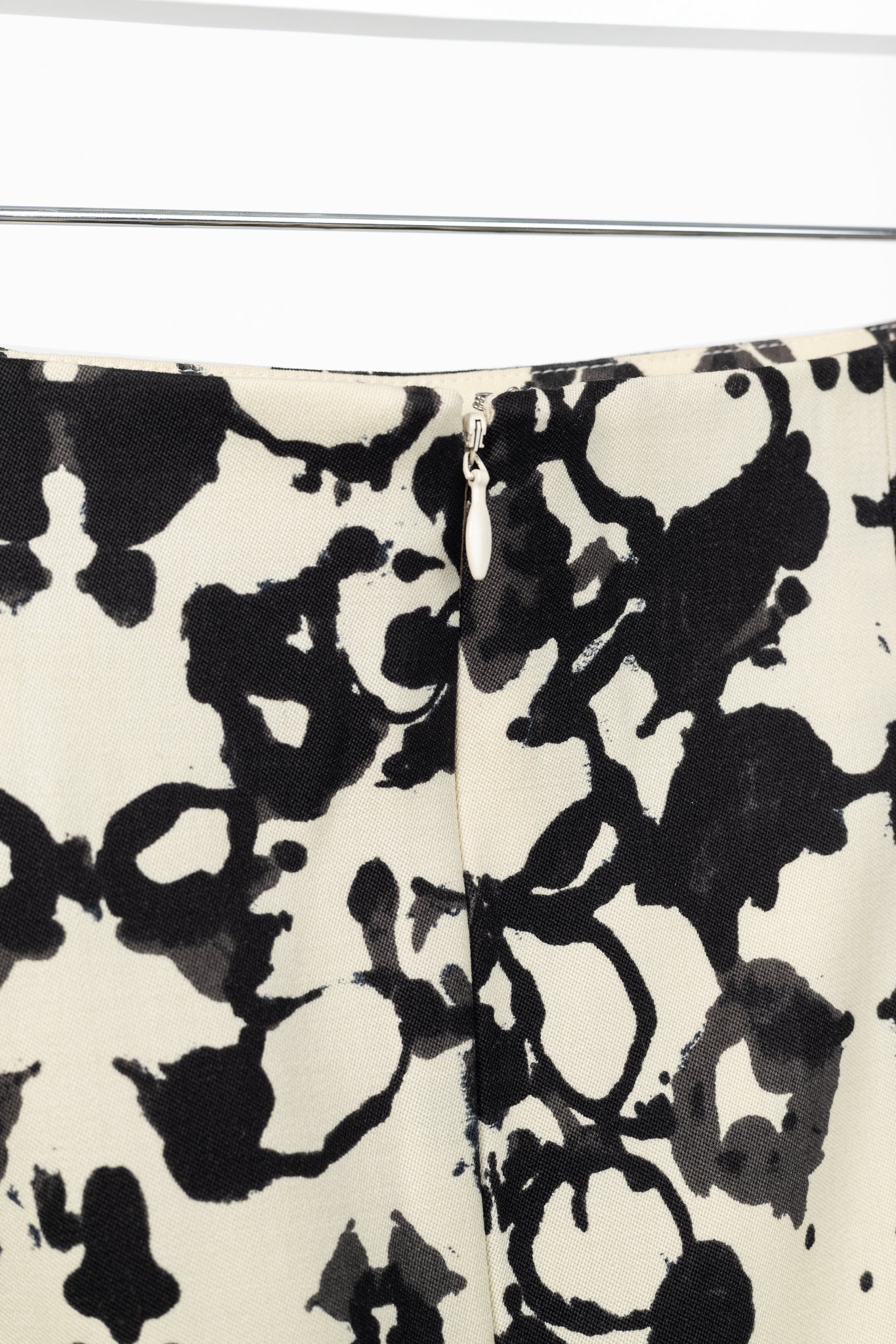 Yves Saint Laurent PF/08 Cream & Black Abstract Wool Pencil Skirt