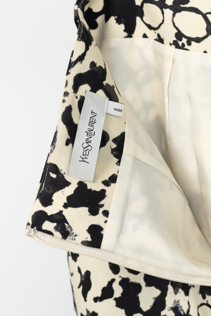 Yves Saint Laurent PF/08 Cream & Black Abstract Wool Pencil Skirt