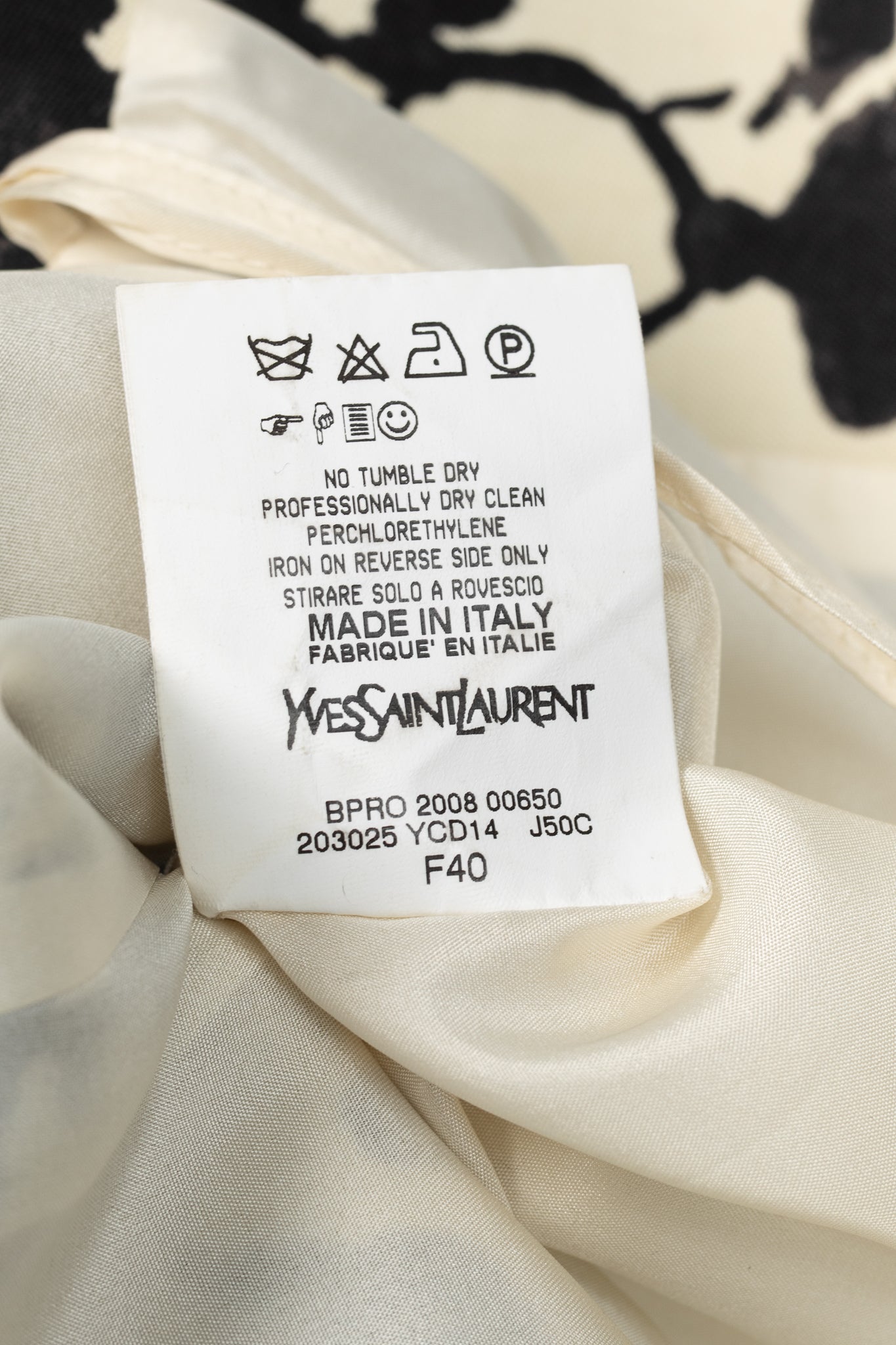 Yves Saint Laurent PF/08 Cream & Black Abstract Wool Pencil Skirt
