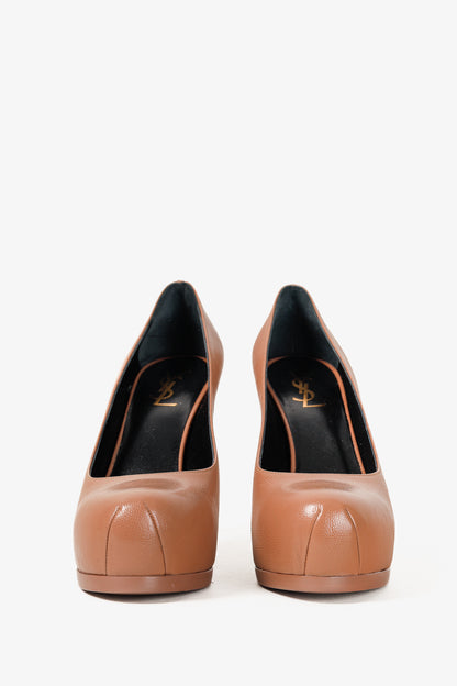 Saint Laurent Nude Beige Stingray-Stamped Leather Pumps
