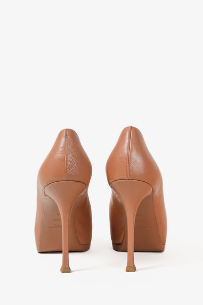 Saint Laurent Nude Beige Stingray-Stamped Leather Pumps
