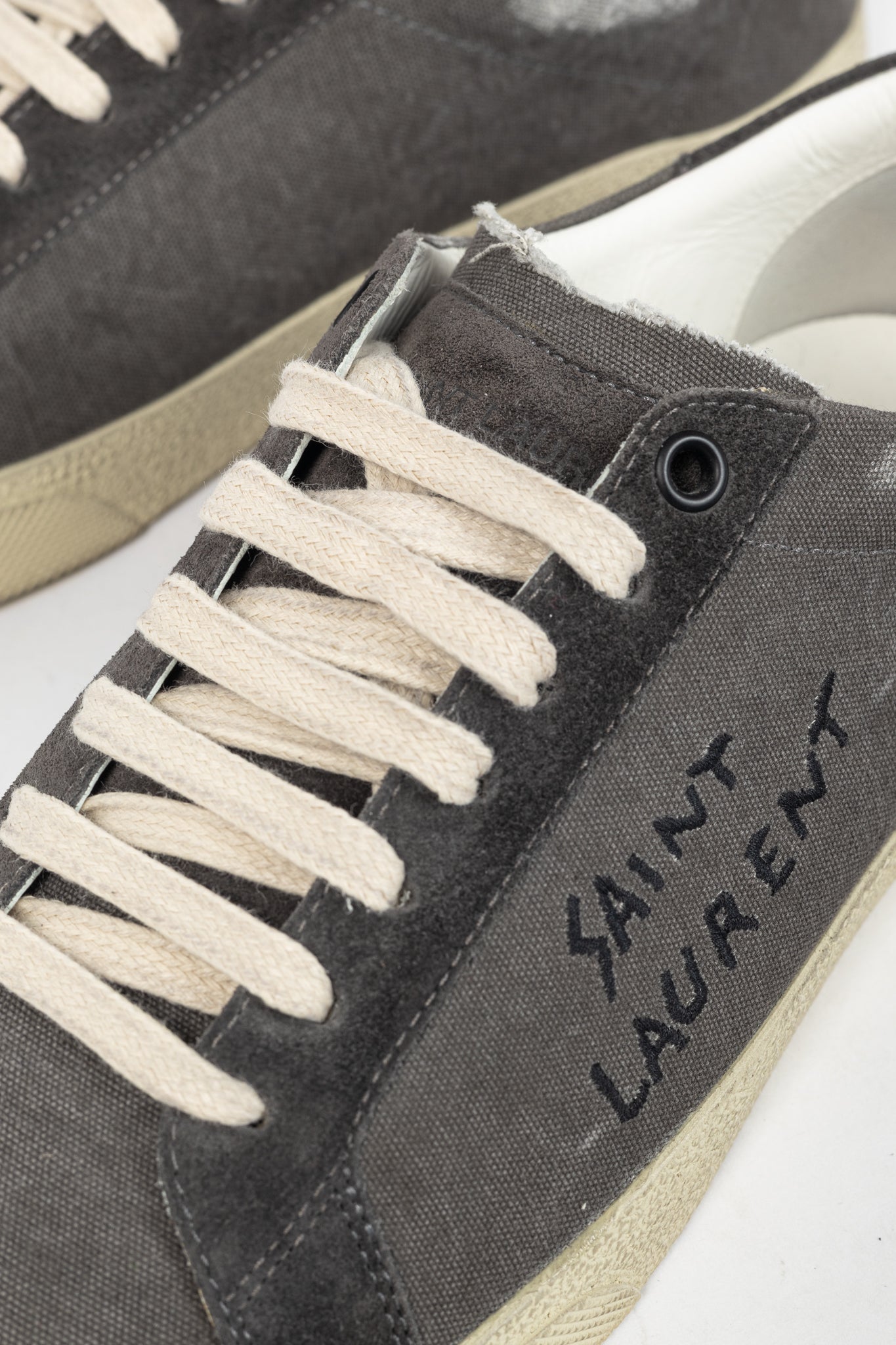 Saint Laurent Court Classic SL/06 "Black" Distressed Signature Low-Top Sneakers