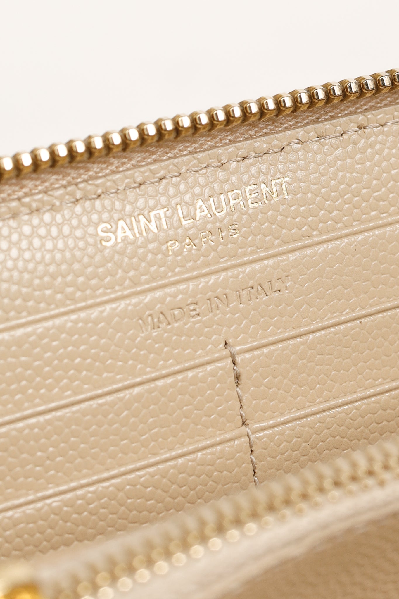 Saint Laurent Dark Beige Grain de Poudre Mattelasse Chevron YSL Monogram Wallet
