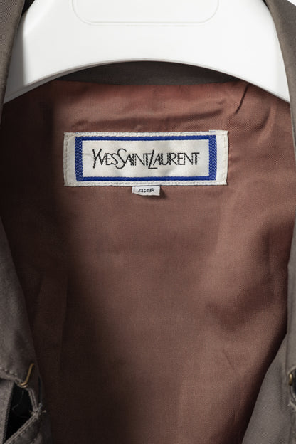 Yves Saint Laurent Grey Cotton-Twill Double-Breasted Belted Trench Coat