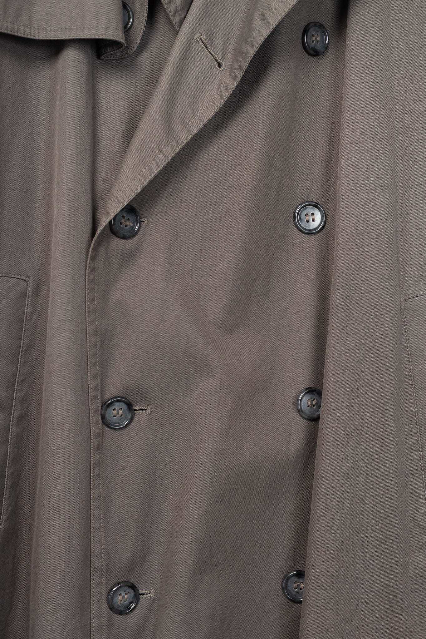 Yves Saint Laurent Grey Cotton-Twill Double-Breasted Belted Trench Coat