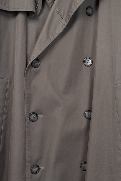 Yves Saint Laurent Grey Cotton-Twill Double-Breasted Belted Trench Coat