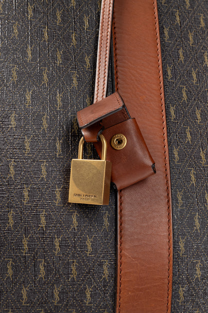 Saint Laurent Le Monogramme 72H Duffle Chestnut Cassandre Canvas & Smooth Leather Bag