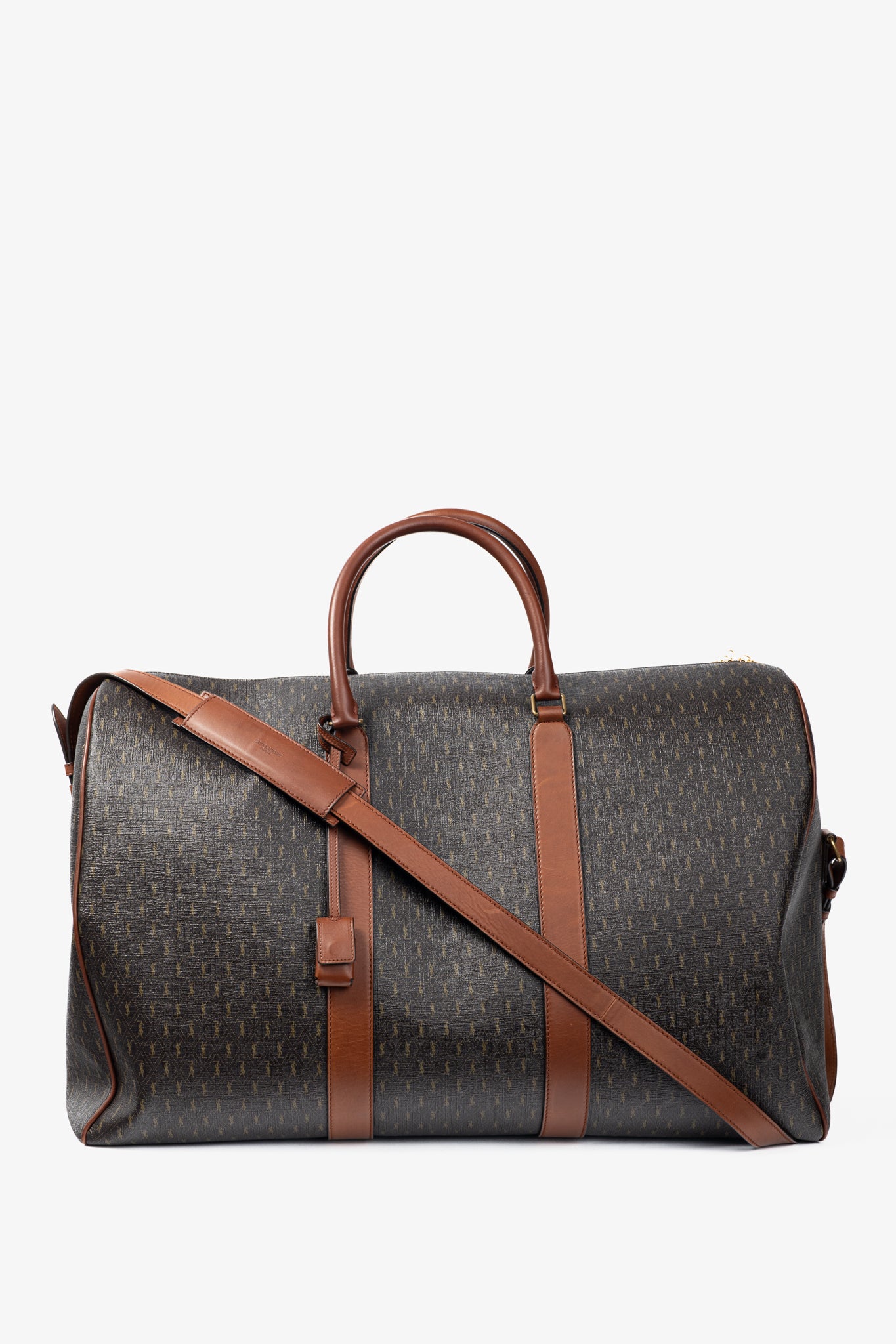 Saint Laurent Le Monogramme 72H Duffle Chestnut Cassandre Canvas & Smooth Leather Bag
