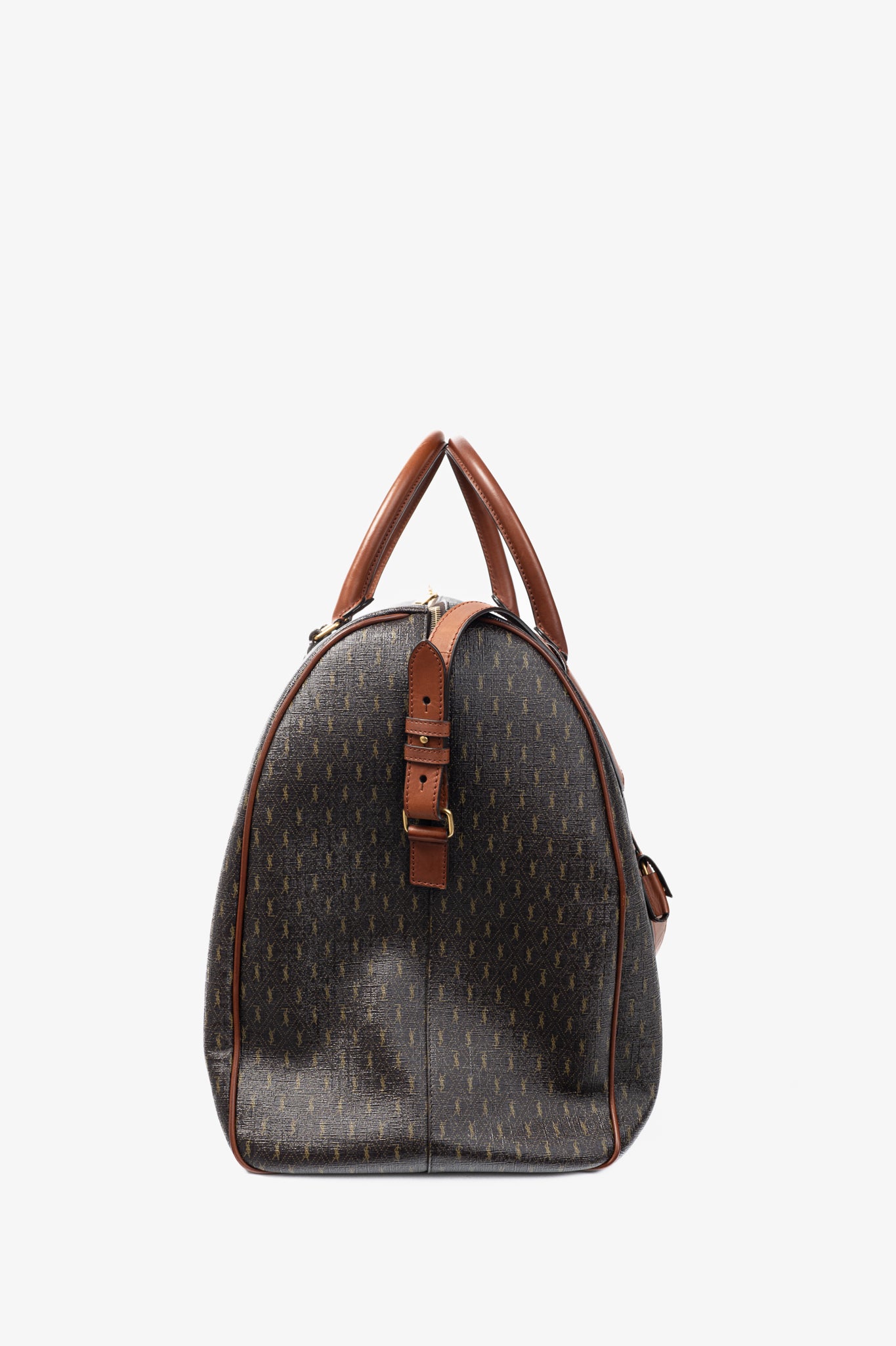 Saint Laurent Le Monogramme 72H Duffle Chestnut Cassandre Canvas & Smooth Leather Bag