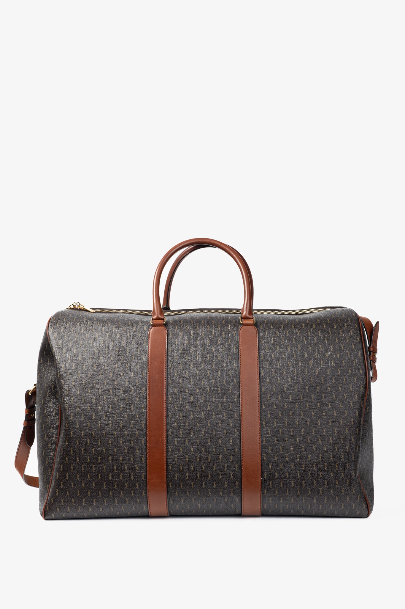 Saint Laurent Le Monogramme 72H Duffle Chestnut Cassandre Canvas & Smooth Leather Bag