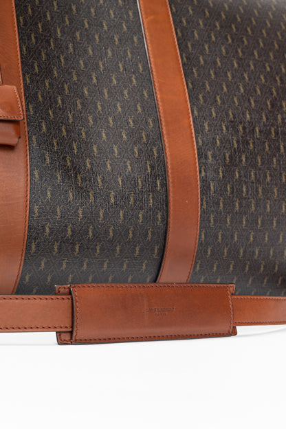 Saint Laurent Le Monogramme 72H Duffle Chestnut Cassandre Canvas & Smooth Leather Bag