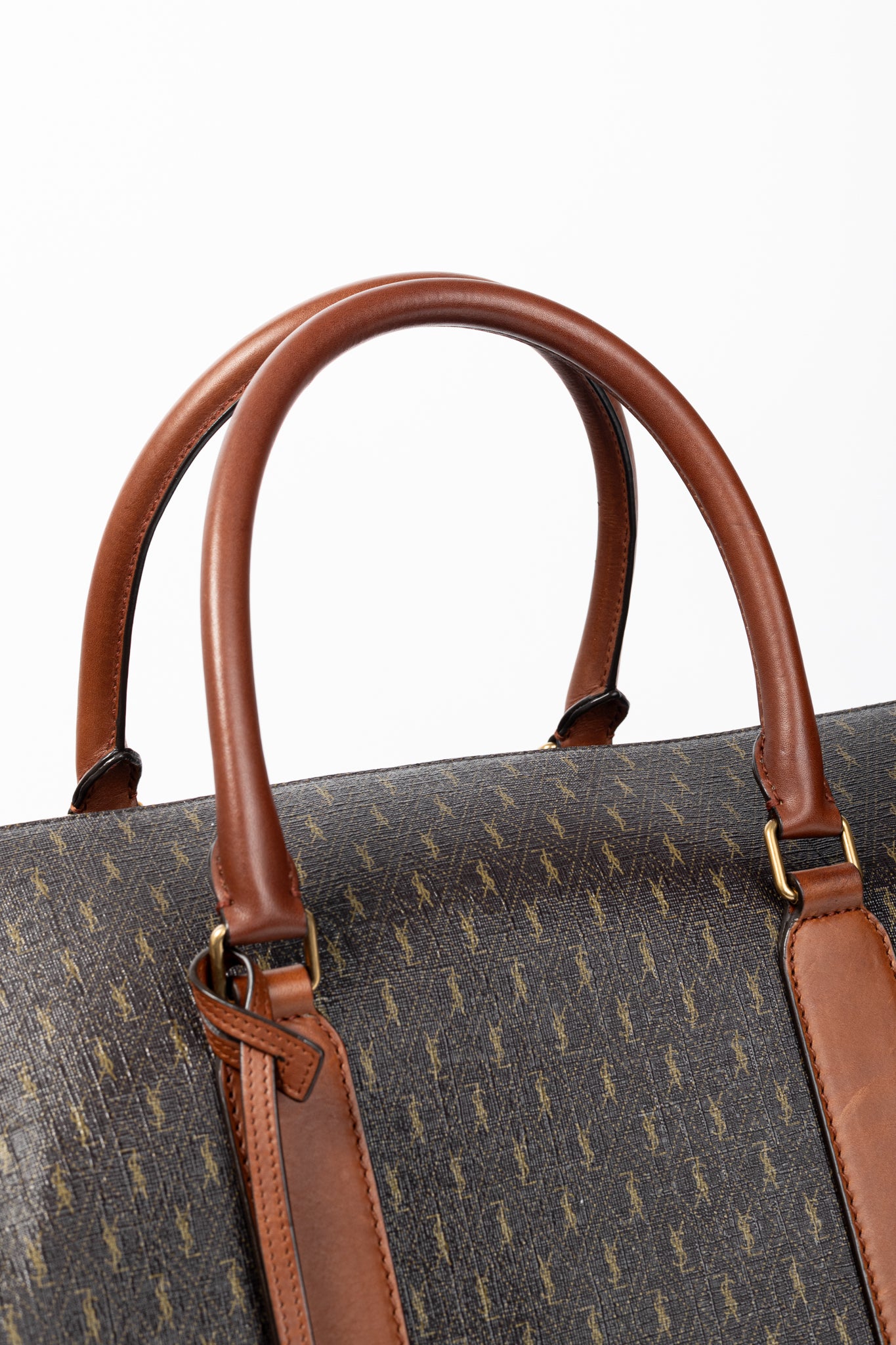 Saint Laurent Le Monogramme 72H Duffle Chestnut Cassandre Canvas & Smooth Leather Bag