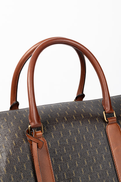 Saint Laurent Le Monogramme 72H Duffle Chestnut Cassandre Canvas & Smooth Leather Bag