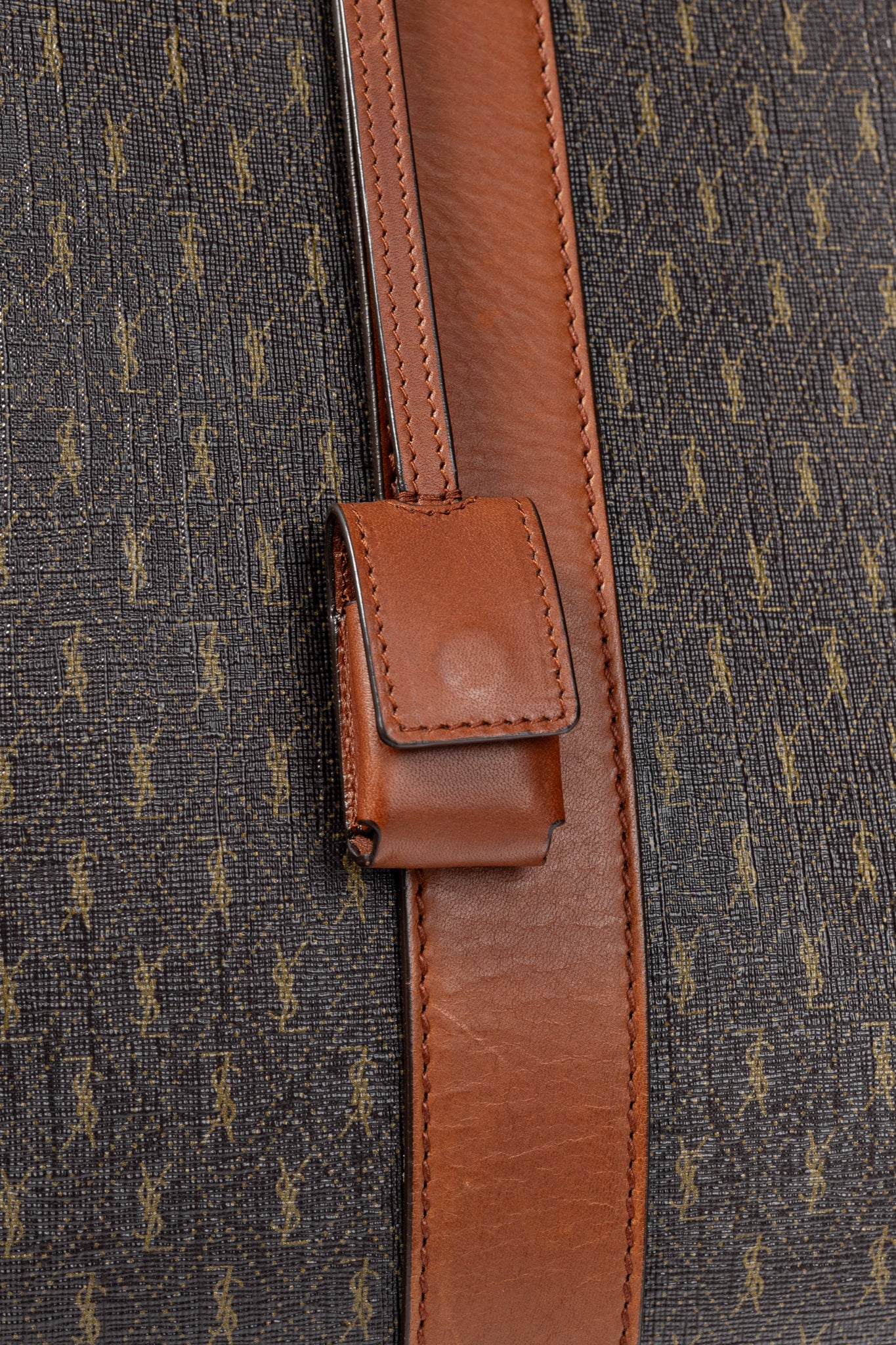 Saint Laurent Le Monogramme 72H Duffle Chestnut Cassandre Canvas & Smooth Leather Bag