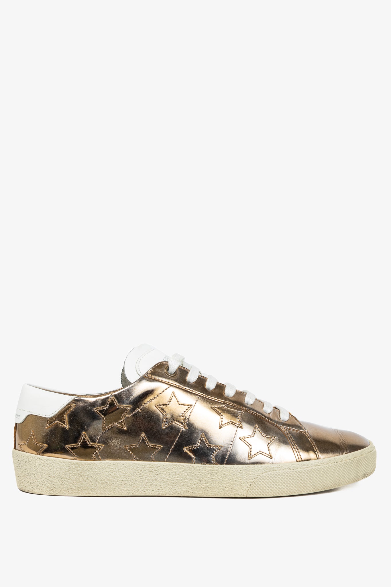 Saint Laurent SL/06 Gold Patent Star Low-Top Sneakers