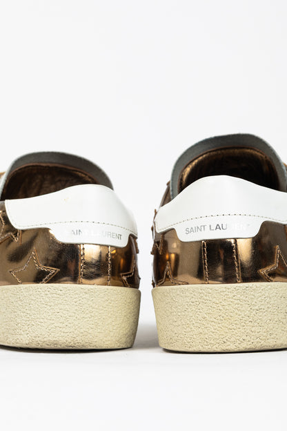 Saint Laurent SL/06 Gold Patent Star Low-Top Sneakers