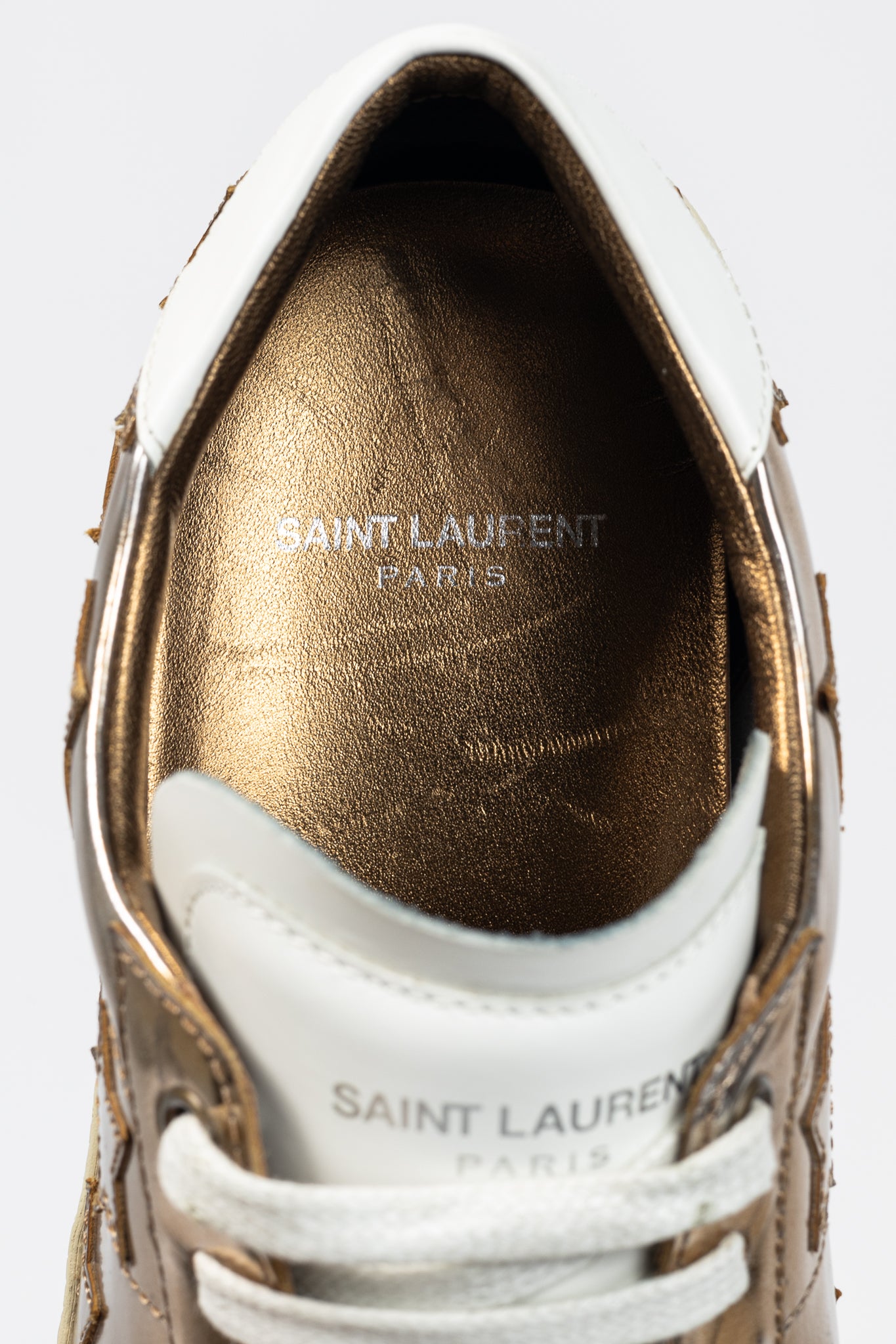 Saint Laurent SL/06 Gold Patent Star Low-Top Sneakers