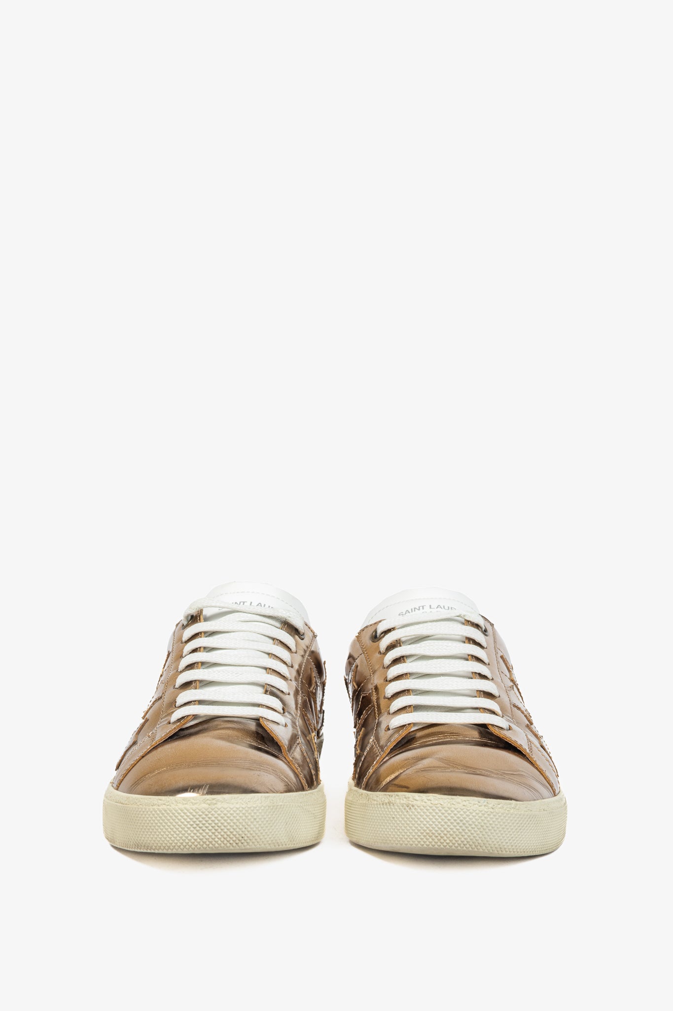 Saint Laurent SL/06 Gold Patent Star Low-Top Sneakers