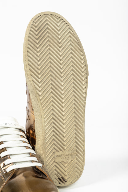 Saint Laurent SL/06 Gold Patent Star Low-Top Sneakers