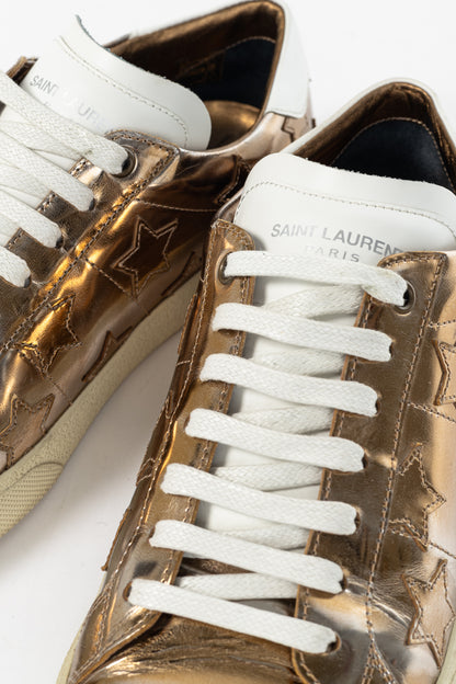 Saint Laurent SL/06 Gold Patent Star Low-Top Sneakers