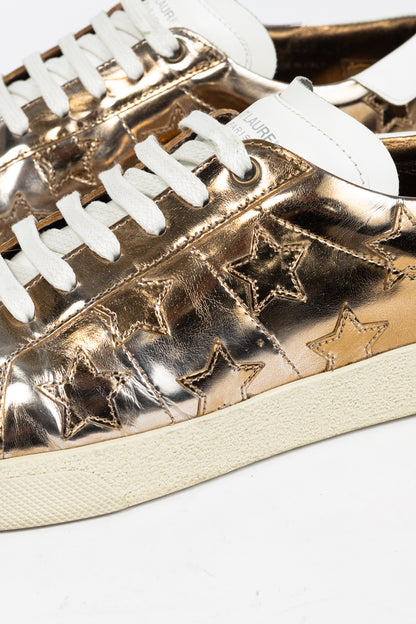 Saint Laurent SL/06 Gold Patent Star Low-Top Sneakers